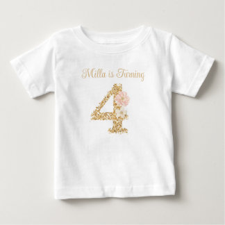 Personlig Trädgårdskanin 4-års Födelsedags T-Shirt