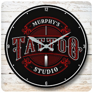 Personlig Traditional Stil Tattoo Studio Shop Stor Klocka