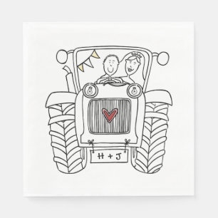 Personlig Traktor Land Bryllup Papper Pappersservett