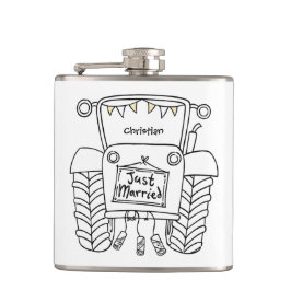 Personlig traktordriven landsbröllopsgåva fickplunta