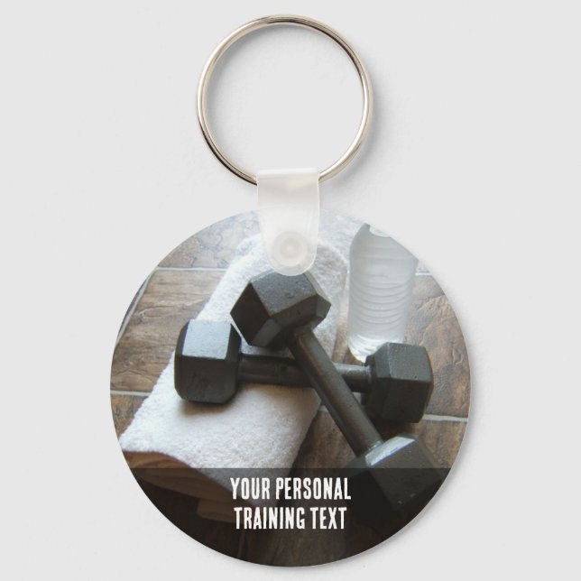 Personlig tränare eller Fitness DumbellTowel & Vat Nyckelring (Framsida)