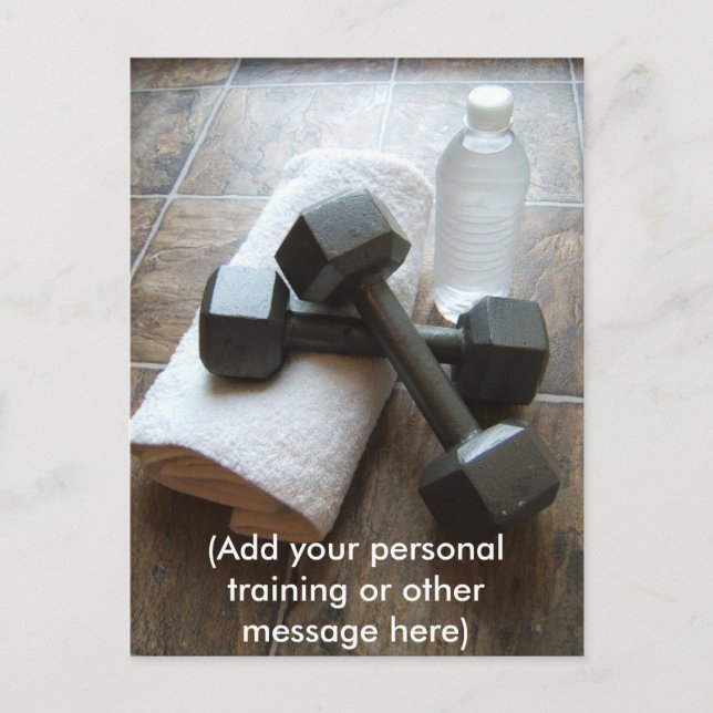 Personlig tränare eller Fitness DumbellTowel & Vat Vykort (Framsida)