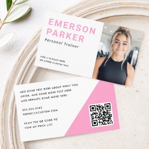 Personlig tränare fitness coach foto rosa visitkort