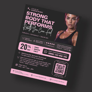 Personlig tränare Fitness Gym Instruktör Rosa Svar Flygblad