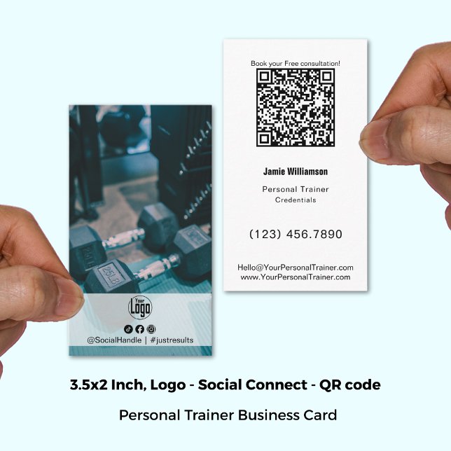 Personlig tränare för Fold Energetic Photo Logotyp Visitkort (3.5x2 Inch, Bold Energetic Photo Logo Personal Trainer Business Card)