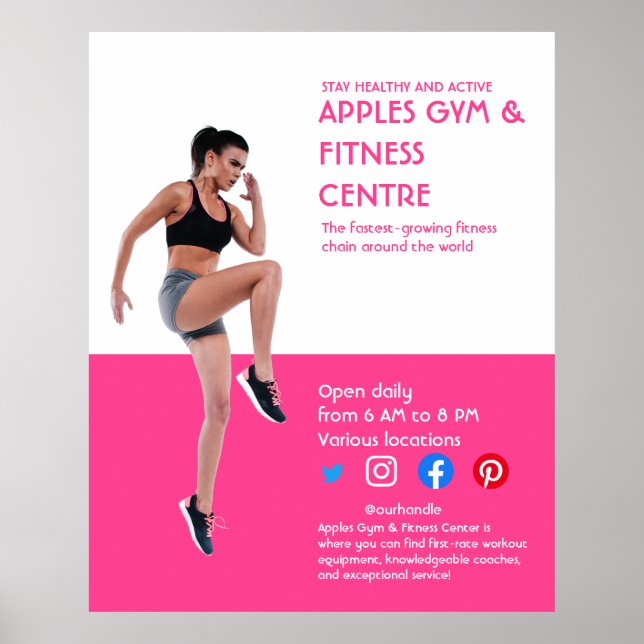 Personlig tränare för fotogym i shock rosa Flyer Poster (Framsidan)