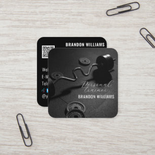Personlig tränare för svart vit QR-kod Fyrkantigt Visitkort