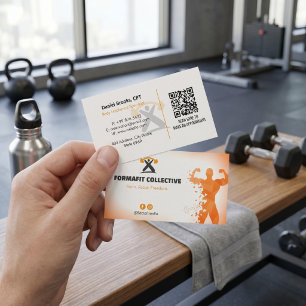 Personlig Tränare Företag Orange Vit Visitkort
