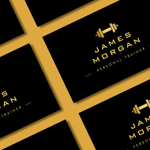 Personlig tränare Guld Dumbbell Black Visitkort