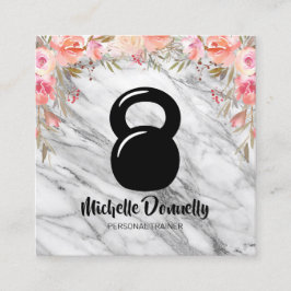 Personlig tränare i Girly Blommigt Fyrkantigt Visitkort