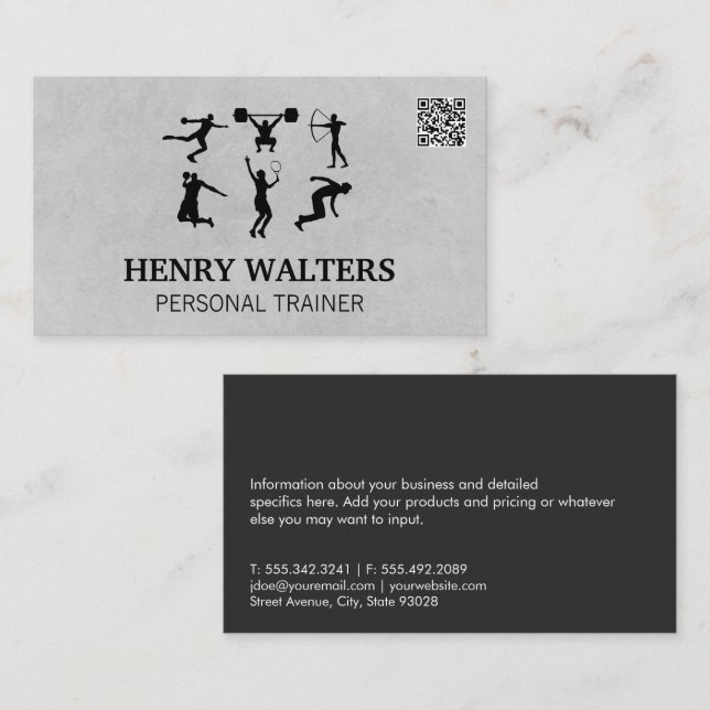 Personlig tränare | Lämplighetsaktiviteter | QR-ko Visitkort (Fram/baksida)