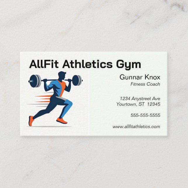Personlig Tränare Styrkelyftare Fitnesscoach Visitkort (Framsida)
