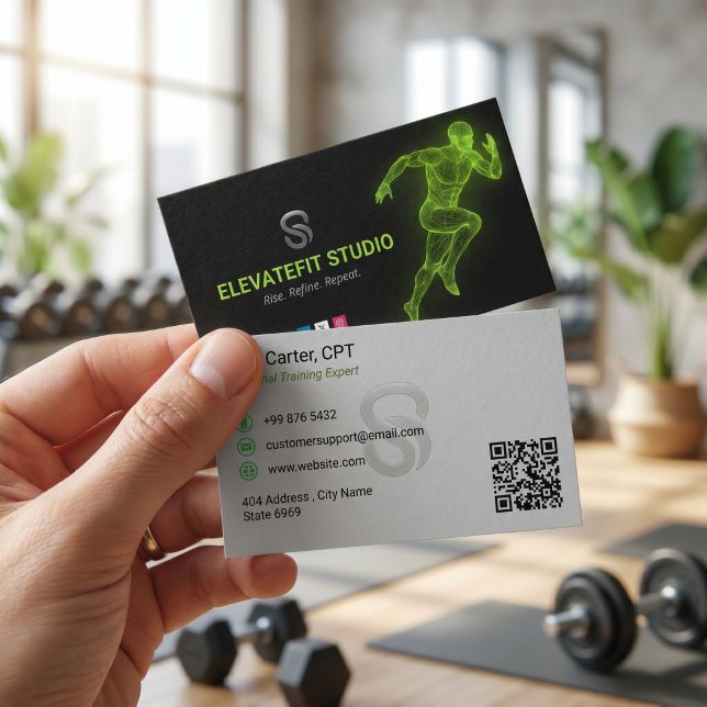 Personlig Tränare Verksamhet | Black Green Visitkort (Skapare uppladdad)