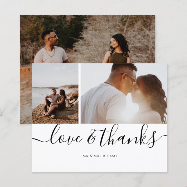 Personlig tre foto Kärlek och Tack (Fram/baksida)