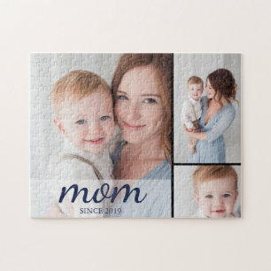 Personlig tre-fotocollage Mamma Pussel