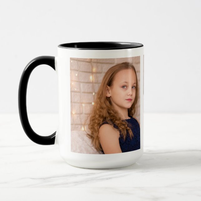Personlig tre fotokollage mugg (Vänster)