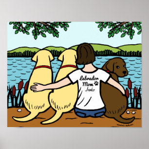Personlig Tre Labradors och Mamma Poster