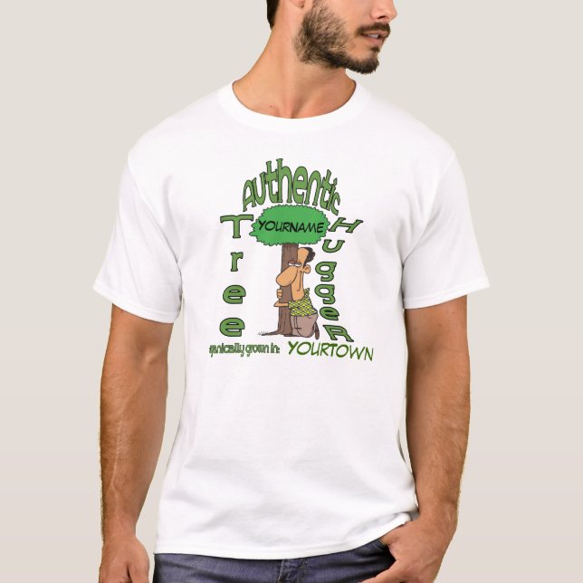 Personlig Tree hugger frakt T-shirt (Framsida)