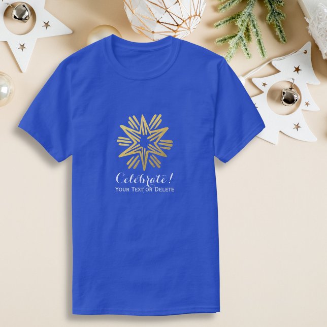 Personlig Trendig Gold Foil Star Festive Helgdag T Shirt (Skapare uppladdad)