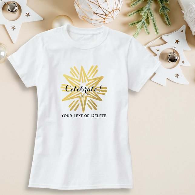 Personlig Trendig Gold Foil Star Festive Helgdag Tee (Skapare uppladdad)