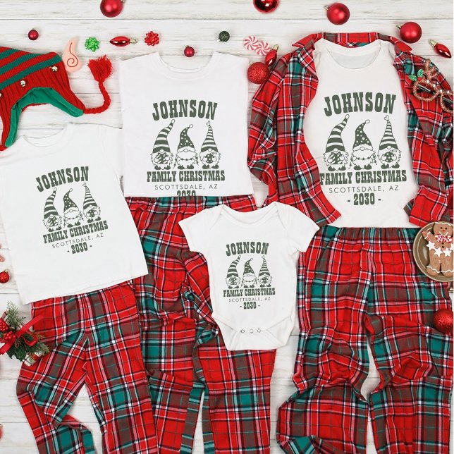 Personlig Trendig Grönt Gnome Family-jul T Shirt (Skapare uppladdad)