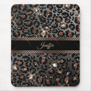 Personlig Trendig Leopard Black Guld Glitter Musmatta