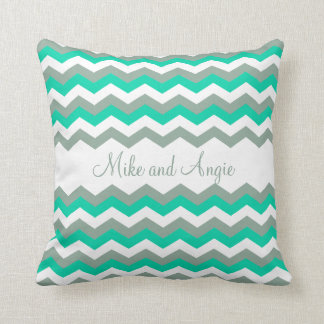 Personlig Trendig Mint Grått och White Chevron Kudde