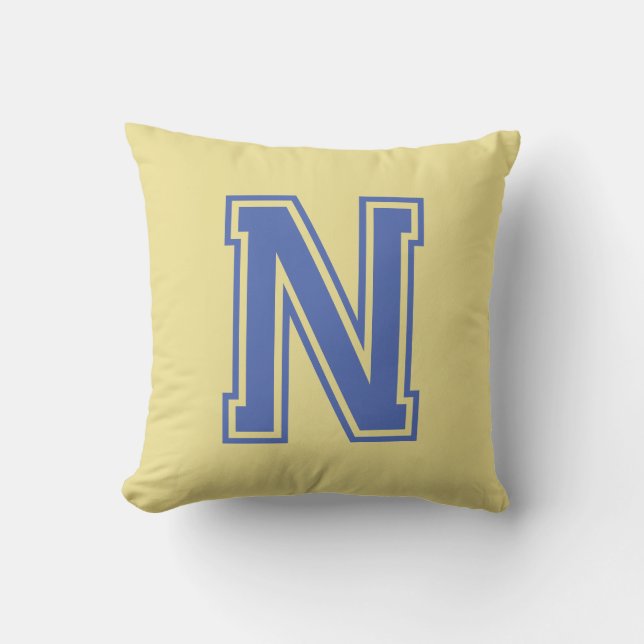Personlig Trendig Monogram Blue Gult Kudde (Framsida)