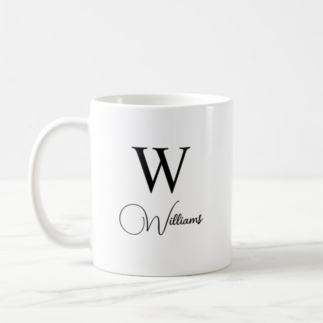 Personlig Trendig Monogram Modern Brev och Name Kaffemugg (Vänster)
