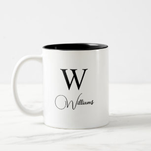 Personlig Trendig Monogram Modern Brev och Name Två-Tonad Mugg