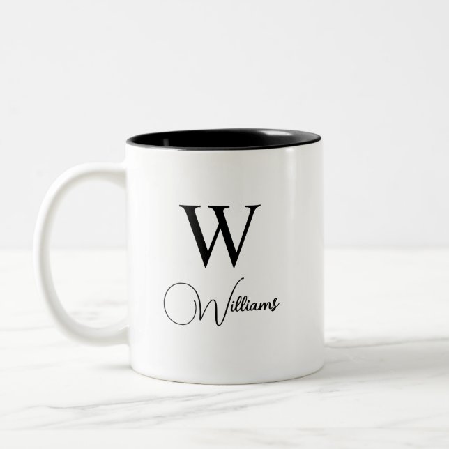 Personlig Trendig Monogram Modern Brev och Name Två-Tonad Mugg (Vänster)