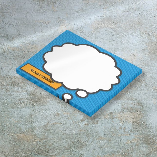 Personlig trendig seriebokstänkebubbla post-it block (Personalized Trendy Comic Book Think Bubble Post-it Notes)