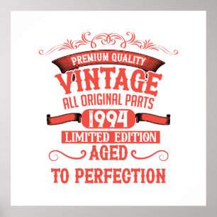 Personlig trettio vintage 30-års födelsedagsfest poster