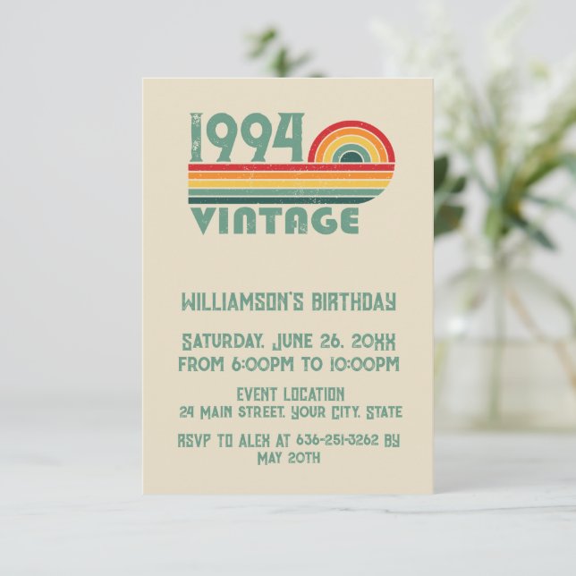 Personlig trettio vintage 30-årsfest inbjudningar (Stående Fram)