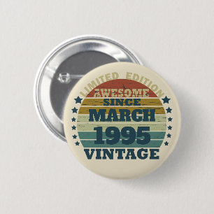 Personlig Trettio vintage 30års födelsedag party Knapp