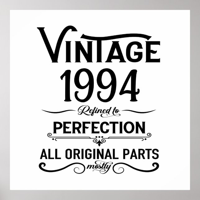 Personlig Trettio vintage 30års födelsedag party Poster (Framsidan)