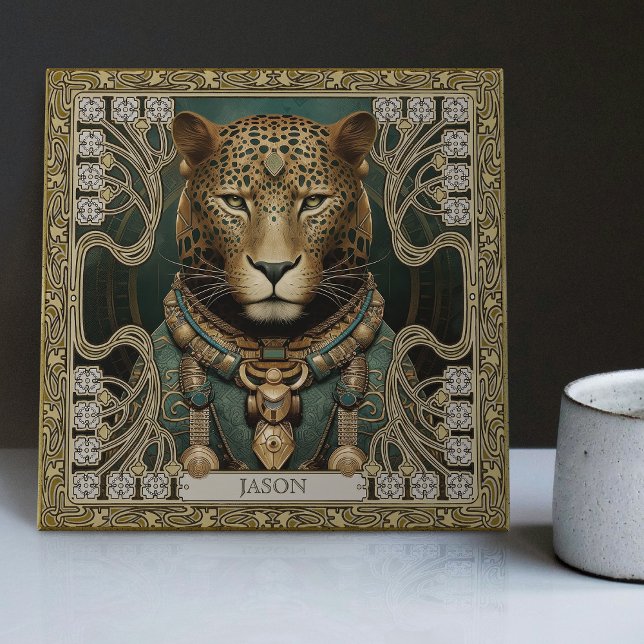 Personlig Tribal Jaguar Spirit Altarbit Kakelplatta (Skapare uppladdad)