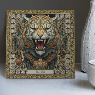 Personlig Tribal Tiger Spirit Porträtt Kakelplatta