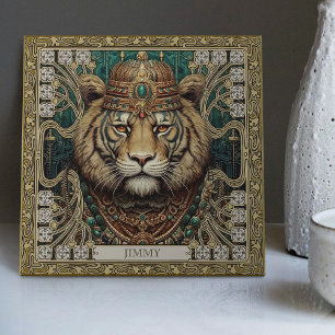 Personlig Tribal Tiger Spirit Porträtt Kakelplatta
