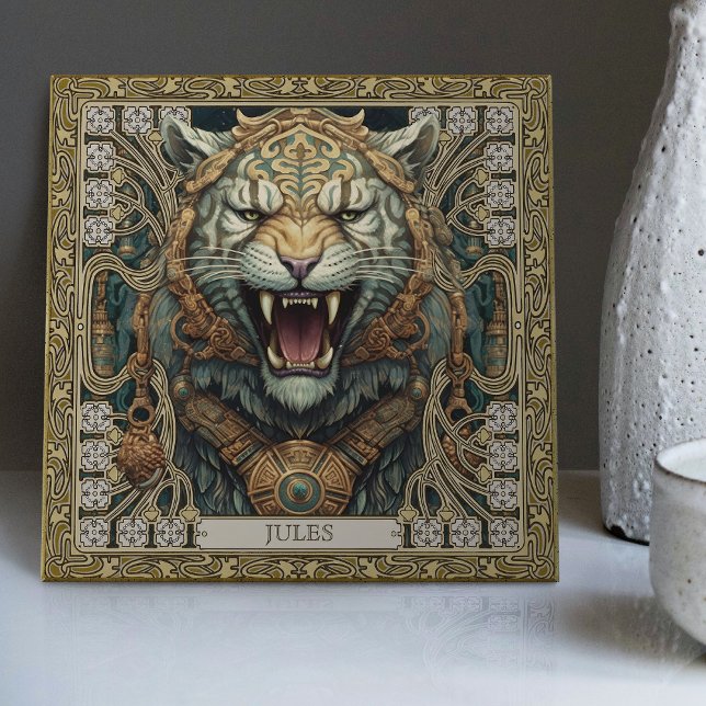 Personlig Tribal Tiger Spirit Porträtt Kakelplatta (Skapare uppladdad)