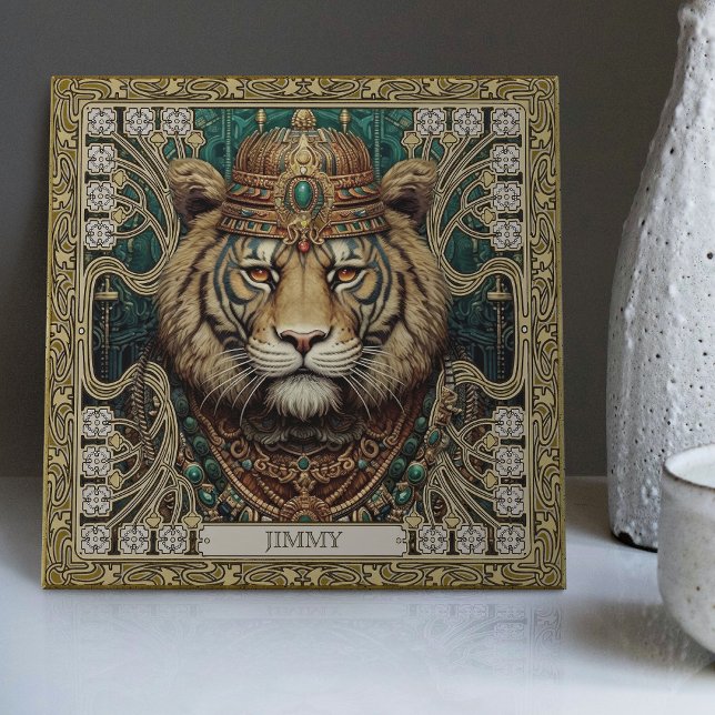 Personlig Tribal Tiger Spirit Porträtt Kakelplatta (Skapare uppladdad)