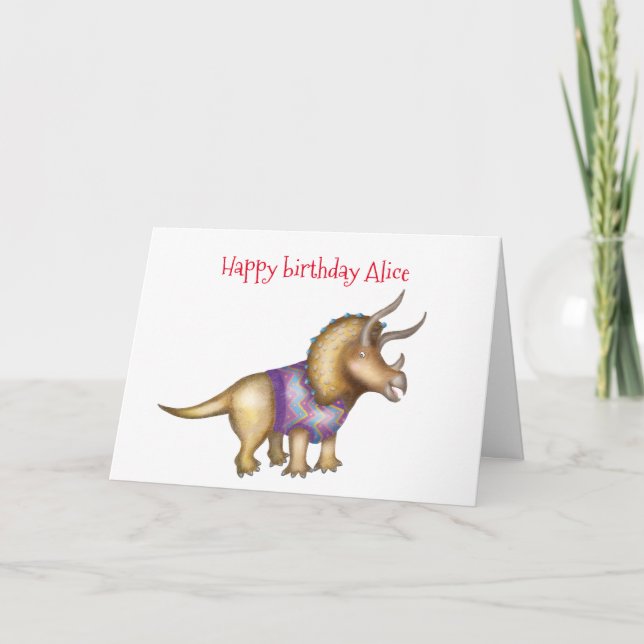 Personlig Triceratops födelsedagskort Kort (Framsida)