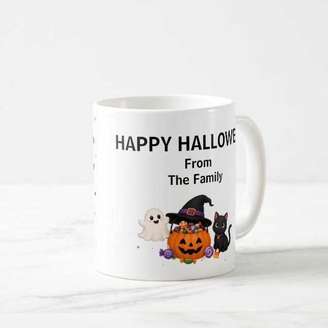 Personlig "Trick or Treat" Halloween-mugg Kaffemugg (Framsida höger)