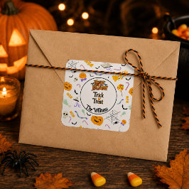 Personlig Trick or Treat Söt Halloween Fyrkantigt Klistermärke