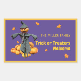 Personlig 'Trick or Treaters Welcome' Halloween Rektangulärt Klistermärke