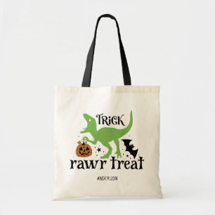 Personlig Trick Rawr Treat Dinosaur Halloween Tygkasse