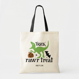 Personlig Trick Rawr Treat Dinosaur Halloween Tygkasse