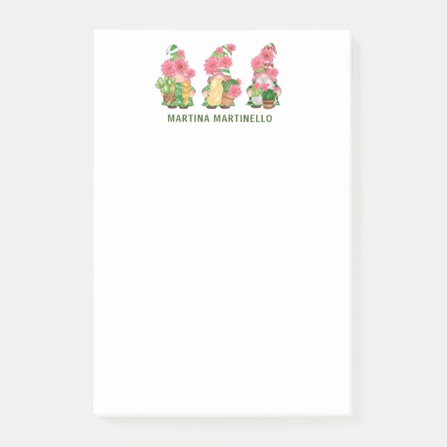 Personlig Trio of Cactus Gnomes Post-it Block (Framsida)