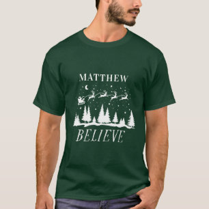Personlig Tro på Tomte Släd Jul match T Shirt
