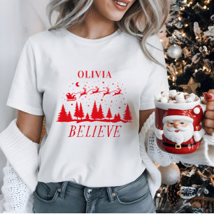 Personlig Tro Santa Släd Jul match T Shirt